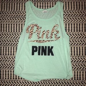VS PINK CHEETAH PRINT PASTEL GREEN TANK
